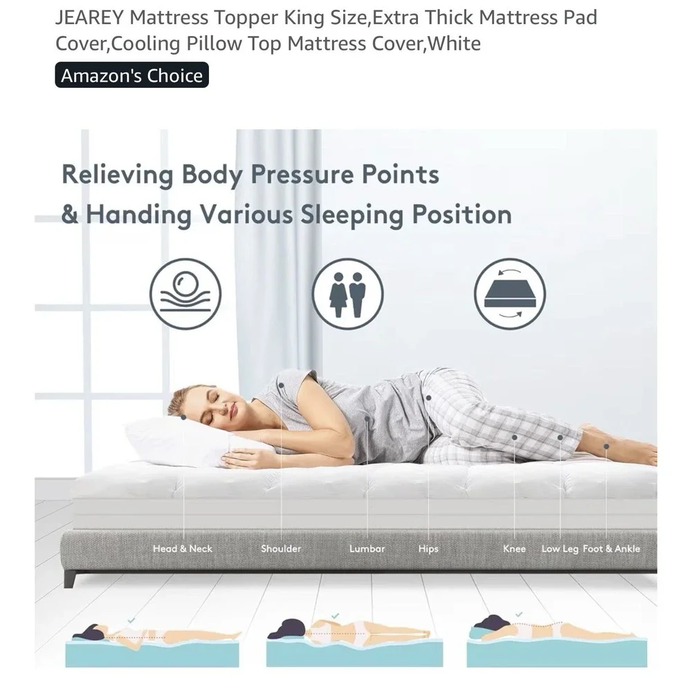 Mattress Topper King Size,Extra Thick Mattress Pad Cover,Cooling Pillow Top Matt